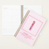 Einfaches rosafarbenes florales Monogramm Buchstab Planer (Anzeige)