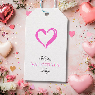 Einfaches rosafarbenes Herz Happy Valentinstag Ges Geschenkanhänger