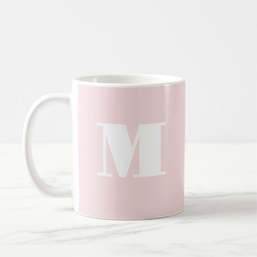 Einfaches rosafarbenes Initial-Monogramm Kaffeetasse (Links)
