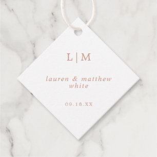 Einfaches Rosarot-Monogramm Elegante Hochzeit Geschenkanhänger