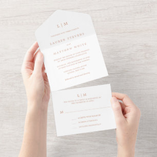 Einfaches Rosarotes Monogramm Elegante Hochzeit All In One Einladung