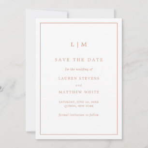 Einfaches Rosarotes Monogramm Elegante Hochzeit Save The Date