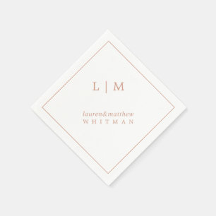 Einfaches Rosarotes Monogramm Elegante Hochzeit Serviette