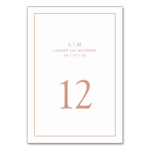 Einfaches Rosarotes Monogramm Elegante Hochzeit Tischnummer