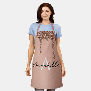 Einfaches Roségold-Initialen Modern Monogramm Schürze