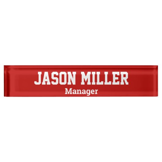 Einfaches Rot mit weißen Buchstaben Namensplakette (Vorderseite)