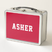 Einfaches Rot Personalisiert zurück zur Schule Metall Brotdose (Vorderseite)