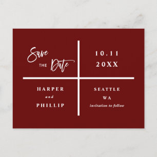 Einfaches Rot-Weiß-Foto Save the Date Postkarte