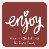 Einfaches Rot-Weiß-Minimal Weihnachtsgebäck Quadratischer Aufkleber (Vorderseite)