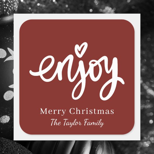 Einfaches Rot-Weiß-Minimal Weihnachtsgebäck Quadratischer Aufkleber