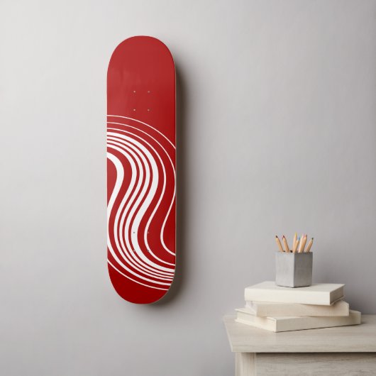 Einfaches Rot-Weiß-wirbeln Skateboard (Wandkunst)