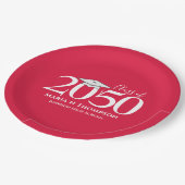 Einfaches Rotes Abschluss Personalisiert Pappteller (Schrägansicht)