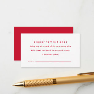 Einfaches rotes Babyshower-Windel-Raffleticket Begleitkarte