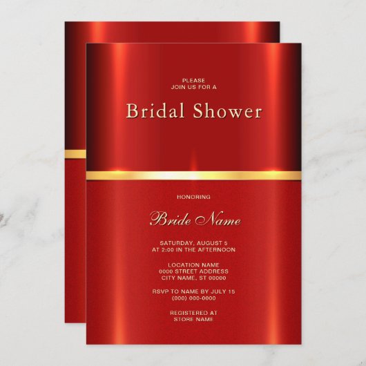 Einfaches Rotes Brautparty Einladung (Vorne/Hinten)