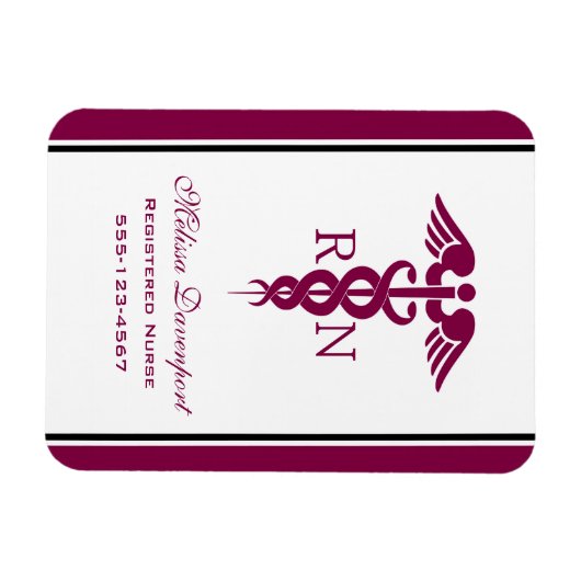 Einfaches rotes Caduceus Krankenzeichen Magnet (Horizontal)