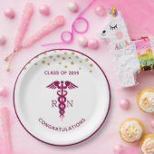 Einfaches rotes Caduceus Krankenzeichen Pappteller (Party)