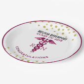 Einfaches rotes Caduceus Krankenzeichen Pappteller (Schrägansicht)