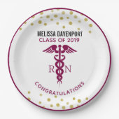 Einfaches rotes Caduceus Krankenzeichen Pappteller (Vorderseite)