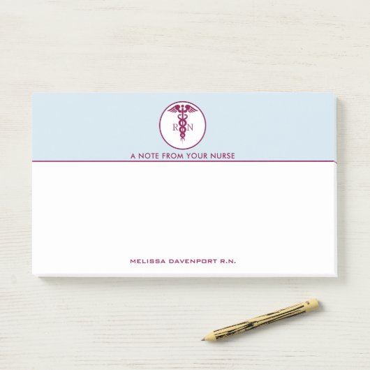 Einfaches rotes Caduceus Krankenzeichen Post-it Klebezettel (Auf Schreibtisch)