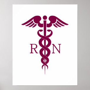 Einfaches rotes Caduceus Krankenzeichen Poster