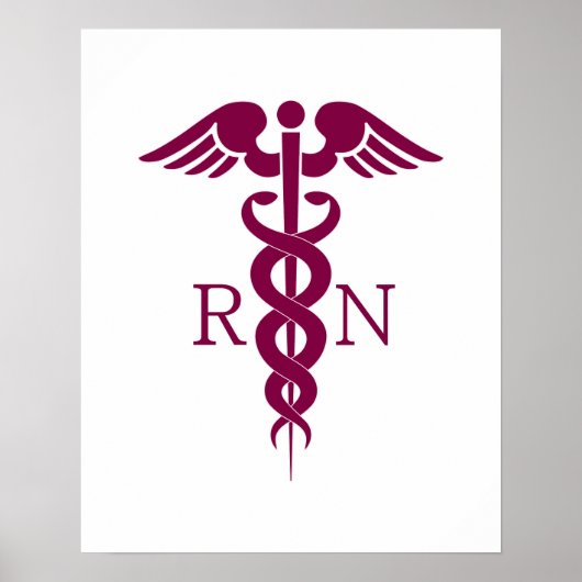 Einfaches rotes Caduceus Krankenzeichen Poster (Vorne)