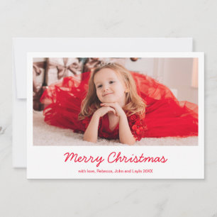 Einfaches Rotes Elegantes Foto Modernes Weihnachts Feiertagskarte