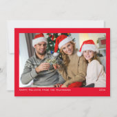 einfaches rotes Foto Feiertagskarte (Vorderseite)