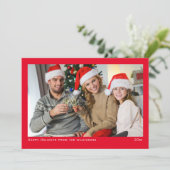 einfaches rotes Foto Feiertagskarte (Stehend Vorderseite)