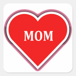 einfaches rotes Herz für Mama Quadratischer Aufkleber