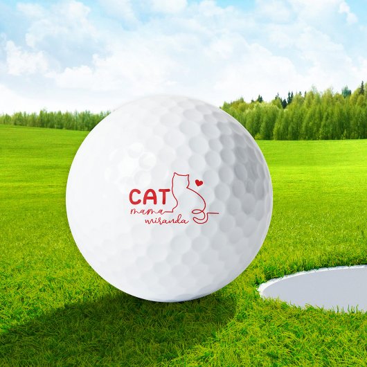 Einfaches rotes Herz Katze Mama Muttertag Golfball
