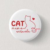 Einfaches rotes Herz Katzenmutter Muttertag Button (Vorderseite)