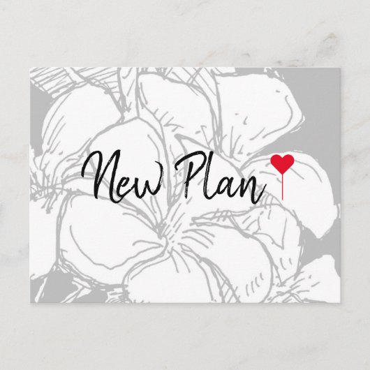 Einfaches Rotes Herz Script Blumenmuster New Plan  Postkarte (Vorderseite)
