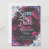 Einfaches rotes Herzthema Save the Date (Vorderseite)