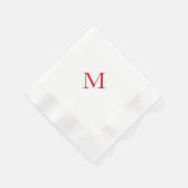 Einfaches rotes Monogramm Cocktailpapier Napkin Serviette (Ecke)