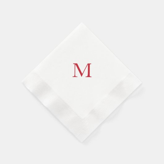 Einfaches rotes Monogramm Cocktailpapier Napkin Serviette (Ecke)