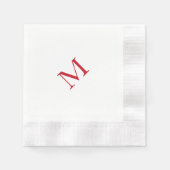 Einfaches rotes Monogramm Cocktailpapier Napkin Serviette (Vorderseite)