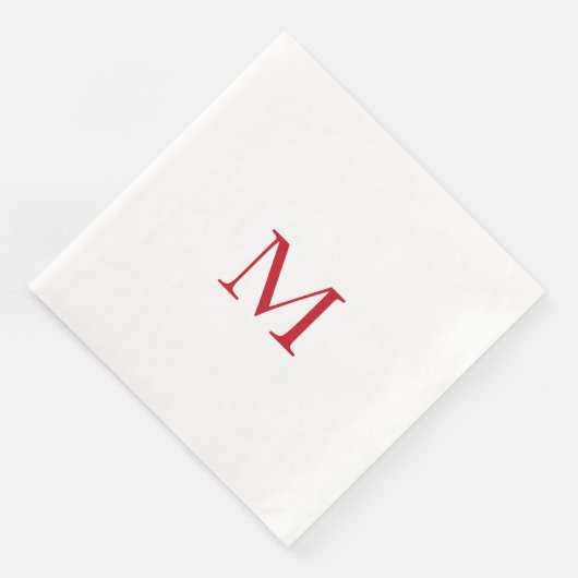 Einfaches rotes Monogramm-Papier Napkin Serviette (Ecke)