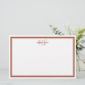 Einfaches rotes Scharlach-Minimalist-Monogramm mit Briefpapier (Stehend Vorderseite)