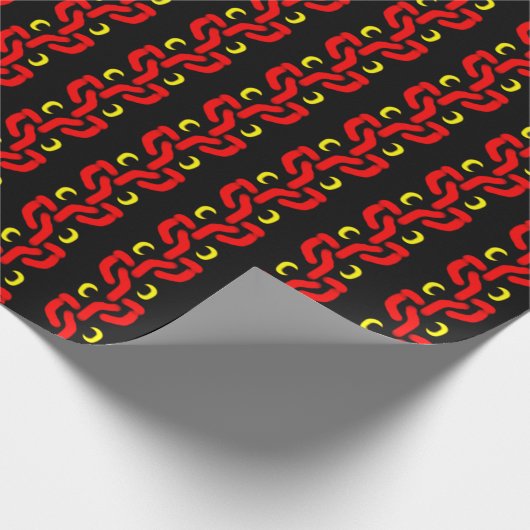 Einfaches rotes Schwarz-Gelb-Muster Geschenkpapier (Ecke)