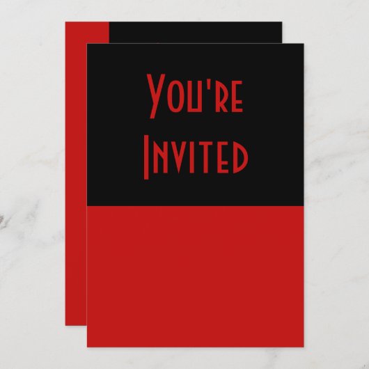 einfaches rotes Schwarzes Einladung (Vorne/Hinten)