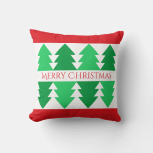 Einfaches rotes Weihnachtsdesign mit grünem Baum Kissen