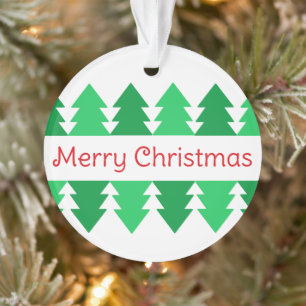 Einfaches rotes Weihnachtsdesign mit grünem Baum Ornament