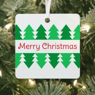 Einfaches rotes Weihnachtsdesign mit grünem Baum Ornament Aus Metall