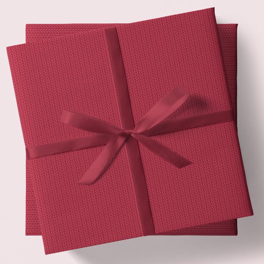 Einfaches rotes Weihnachtsferien-Strickmuster Geschenkpapier Set