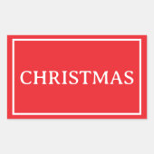 Einfaches rotes Weihnachtswort Rechteckiger Aufkleber (Vorderseite)