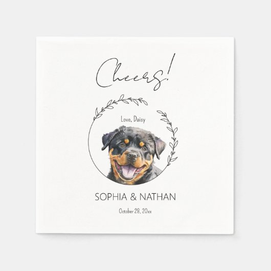 Einfaches Rottweiler Welpe Dog Wedding Cocktail Serviette (Vorderseite)