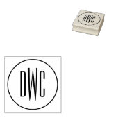 Einfaches Round Frame 3 Anfangsbuchstaben Monogram Gummistempel (Stempel)