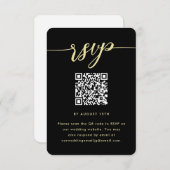 Einfaches RSVP für Schwarzweiß-Hochzeiten mit QR-C (Vorne/Hinten)