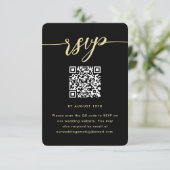 Einfaches RSVP für Schwarzweiß-Hochzeiten mit QR-C (Stehend Vorderseite)