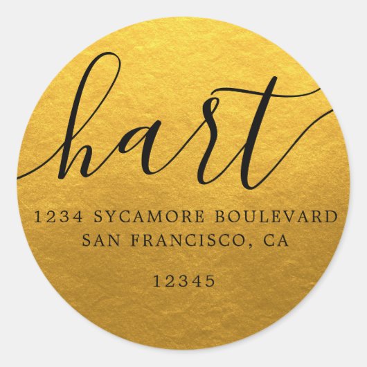 Einfaches Rücksendesiegel der klassischen Gold-Fam Runder Aufkleber (Vorderseite)